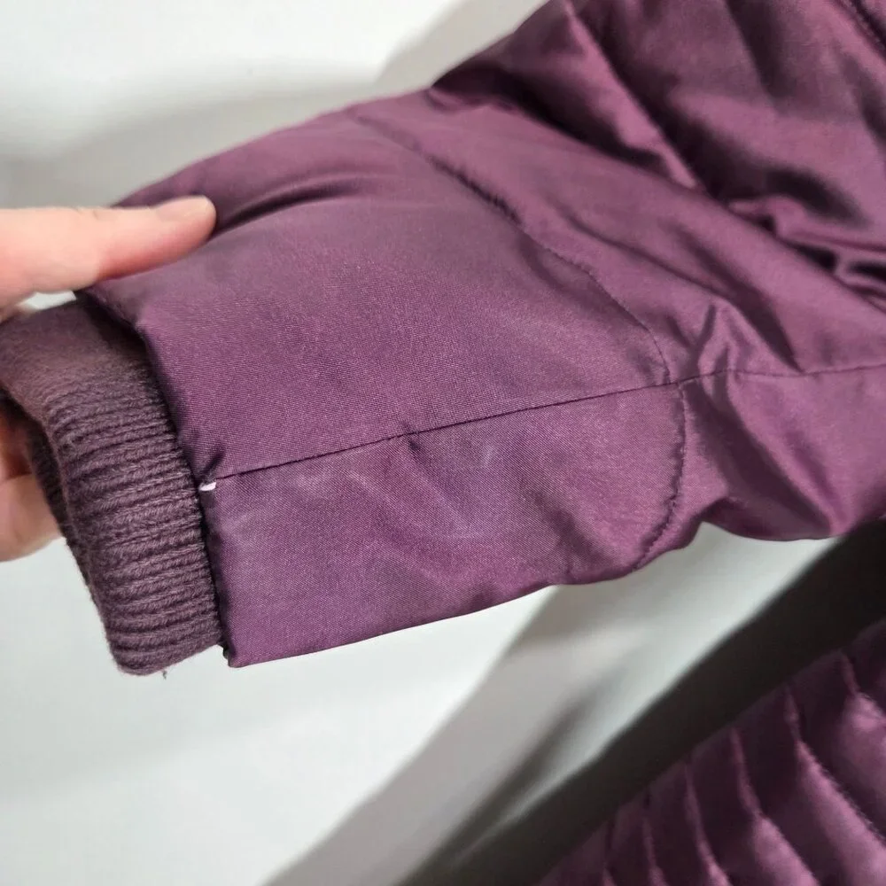 Lands End Coat Womens 1X Purple Insulated Quilted Hooded Long Parka
